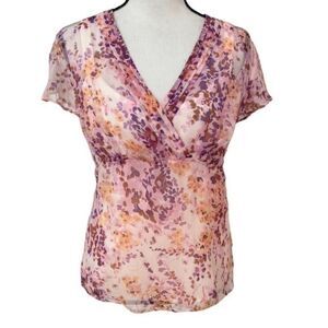 Tesori silk floral blouse with silk lining tank top size S